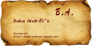 Baka András névjegykártya